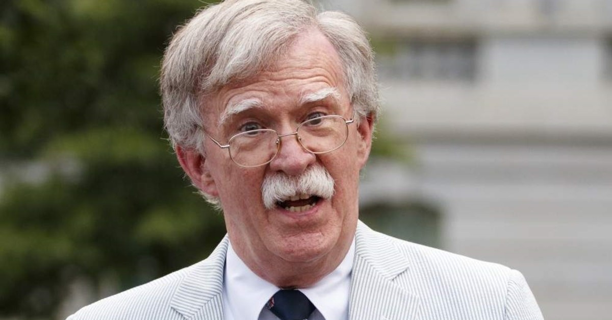 Former national security adviser John Bolton speaks to media at the White House in Washington, July 31, 2019. (AP Photo)