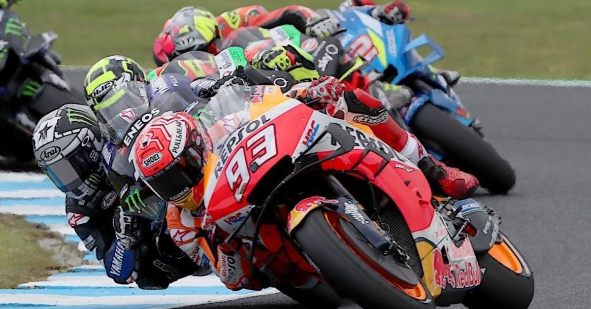 Marc Marquez races in the Australian motorcycle Grand Prix at Phillip Island, Oct. 27, 2019. (AFP Photo)