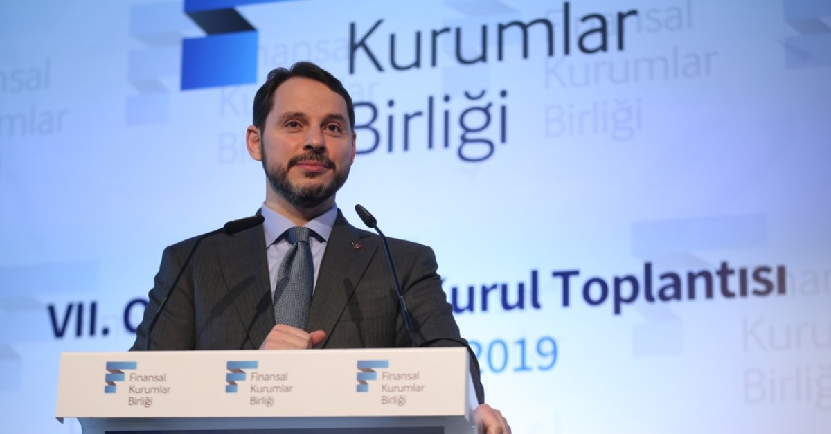 Treasury and Finance Minister Berat Albayrak addresses the 7th Ordinary General Assembly of the Association of Financial Leasing in Istanbul, July 5, 2019.