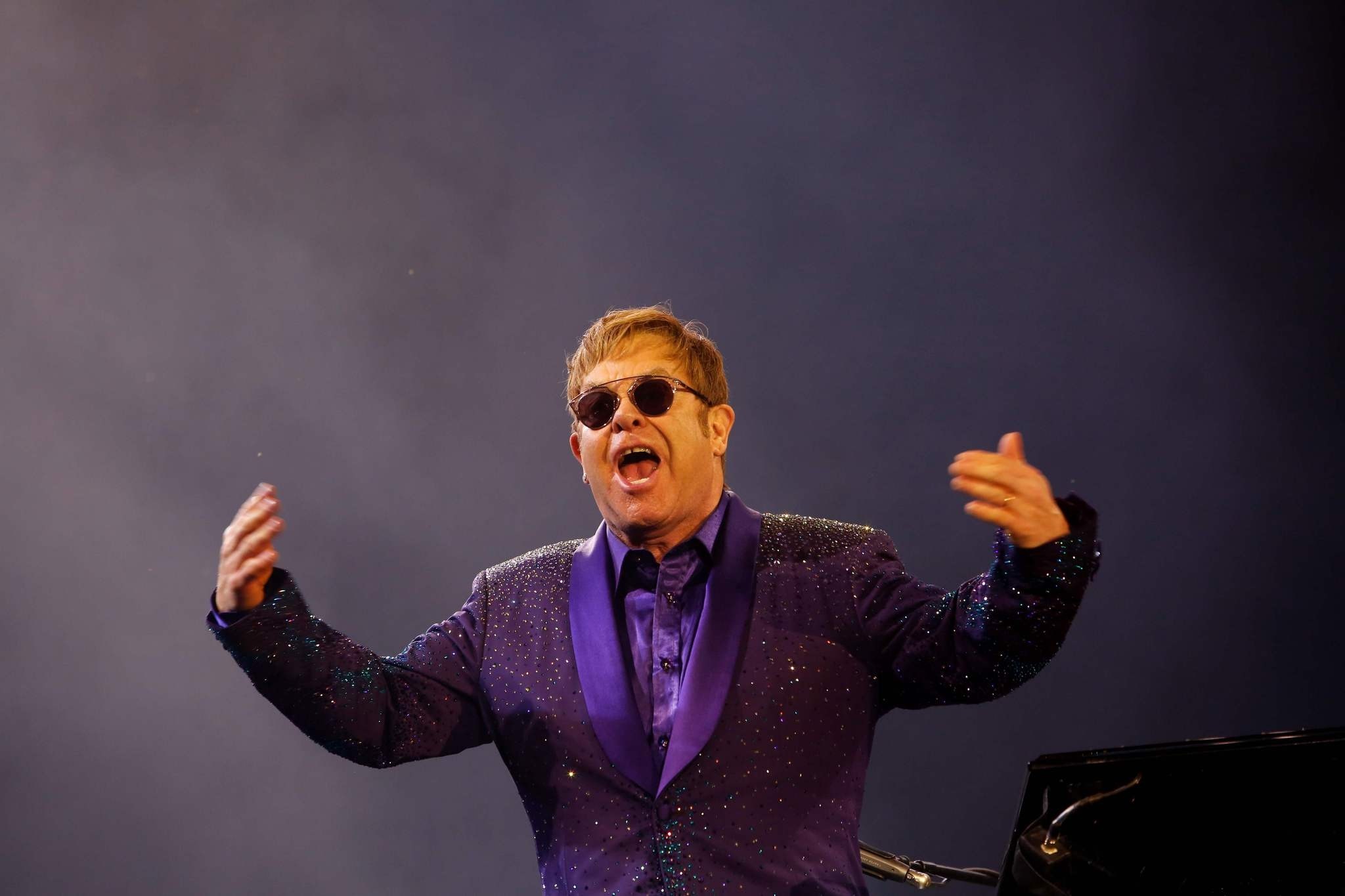 This file photo taken on May 26, 2016 shows British singer and musician Sir Elton John performing at Yarkon park in the Israeli coastal city of Tel Aviv. (AFP Photo)
