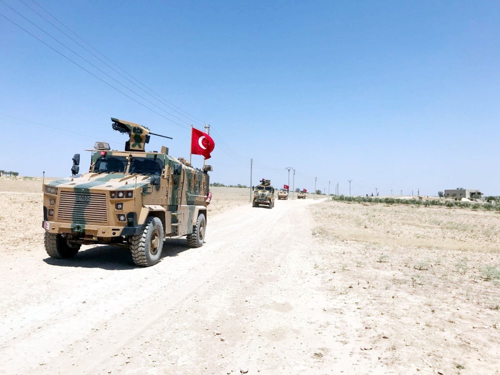 Turkish military vehicles seen during an independent patrol in Manbij, northern Syria, Oct. 3, 2018.