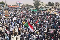 Demonstrators rally against military rule in Sudan's capital, Khartoum, April 12, 2019. 