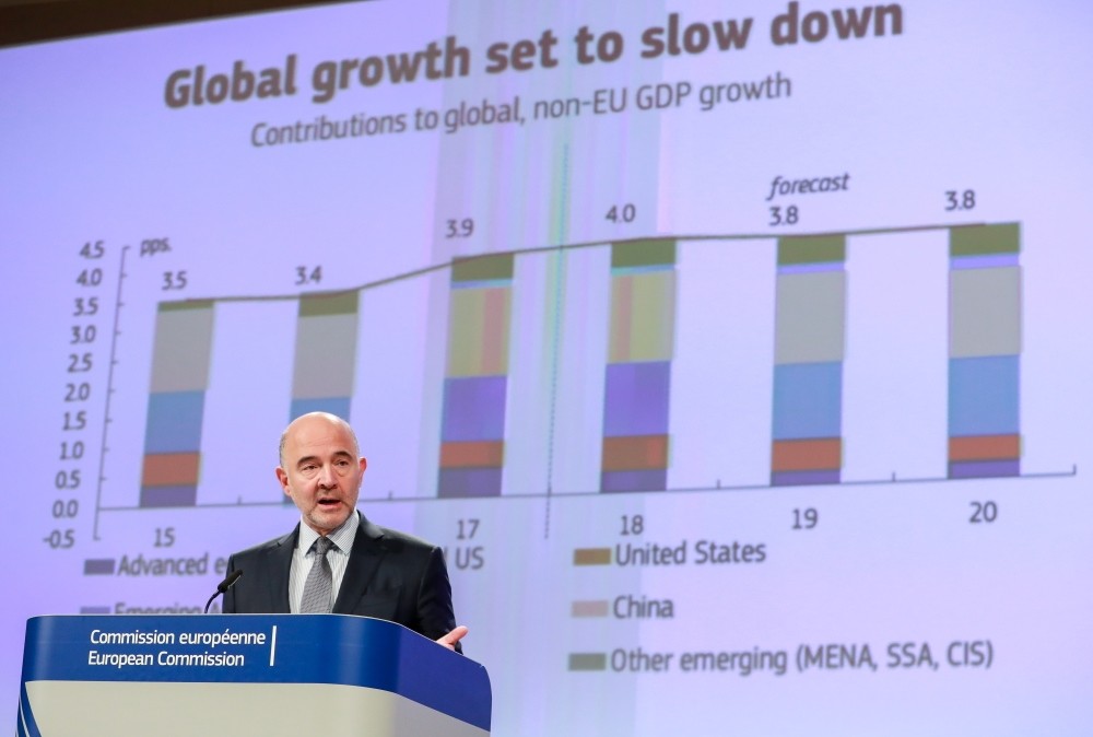 European Commissioner for Economic and Financial Affairs, Pierre Moscovici, gives a press conference on the Autumn 2018 Economic Forecast at the European Commission in Brussels yesterday.
