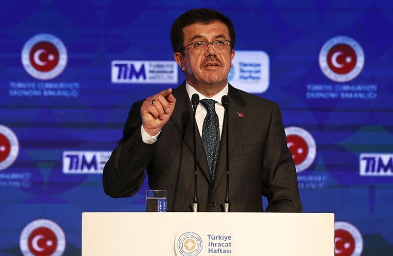 Economy Minister Nihat Zeybekci speaking at an event for Turkey Export Week on Nov. 1, 2017 (AA Photo)