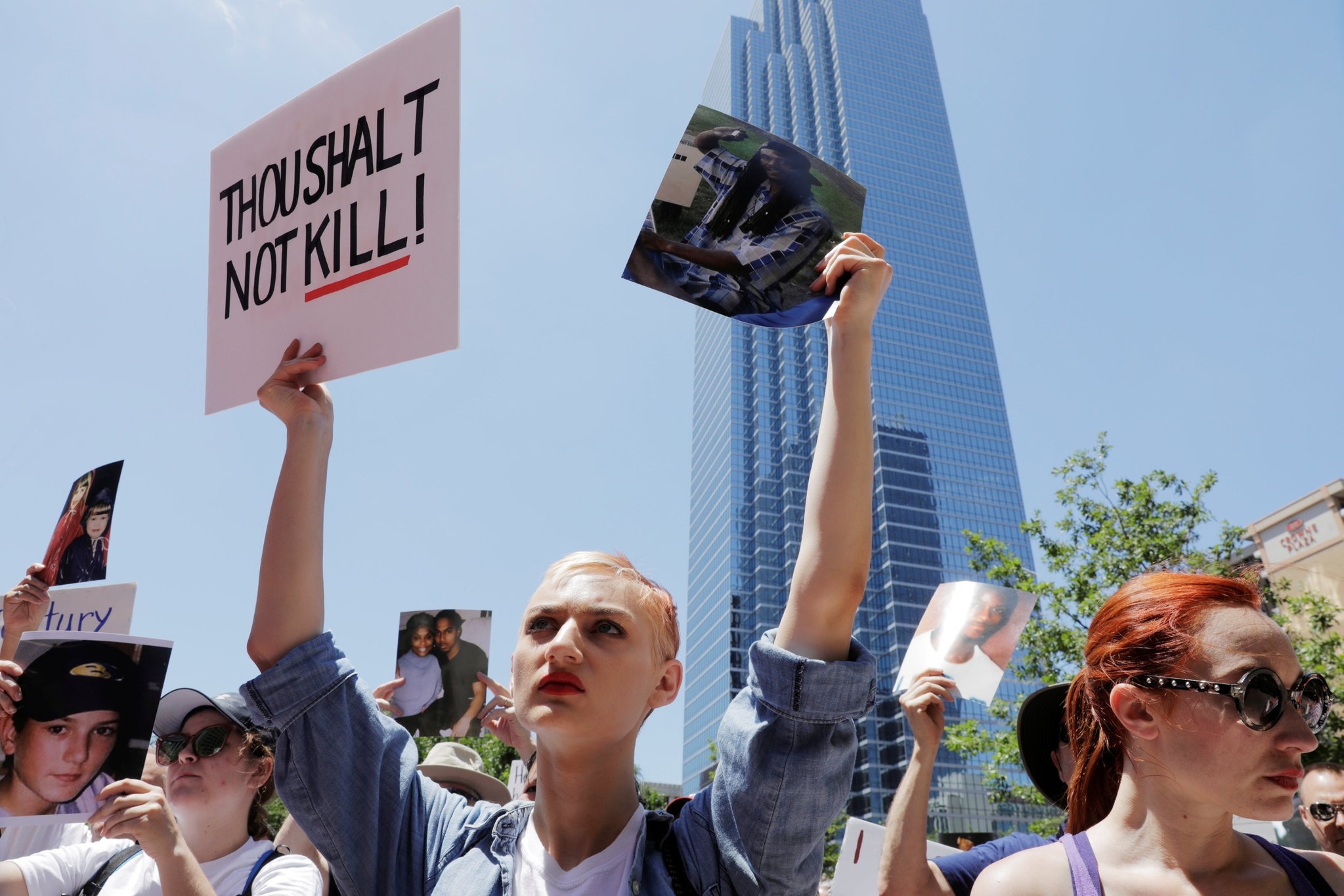 Gun control demonstrators protest outside of the annual National Rifle Association (NRA) convention in Dallas, Texas, U.S., May 5. 