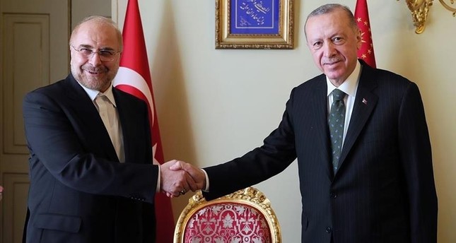 الرئيس أردوغان مع رئيس البرلمان الإيراني وكالة الأناضول