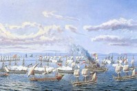 A depiction of an Ottoman armada in the early Middle Ages.