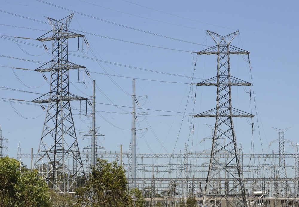 Powerlines run across a section near Brisbane.