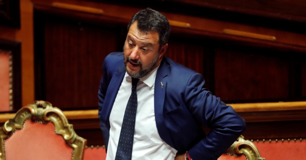 Italy's Interior Minister and Deputy Prime Minister Matteo Salvini gestures as Italy's government is set to face Senate confidence vote on security and immigration decree in Rome, Italy, Aug. 5, 2019. (Reuters Photo)