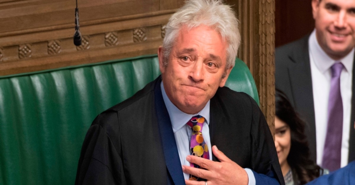 Bercow giving a personal statement in the House of Commons in London on September 9, 2019 to announce that he will stand down as the Speaker of the House of Commons on October 31 at the latest. (AP Photo)