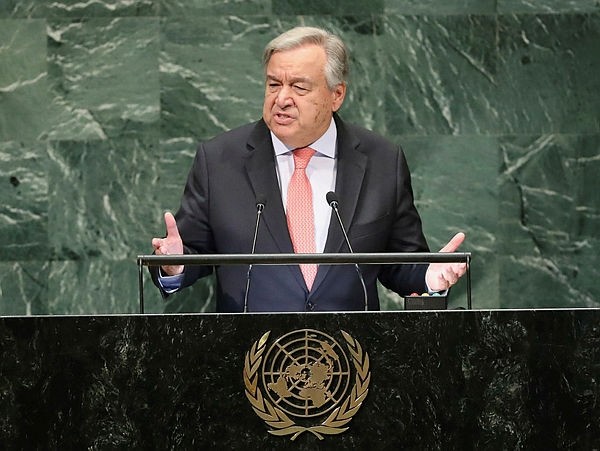 Secretary General of the United Nations Antonio Guterres addresses the 73rd UN General Assembly meeting on September 25, 2018 in New York City.  (AFP Photo)