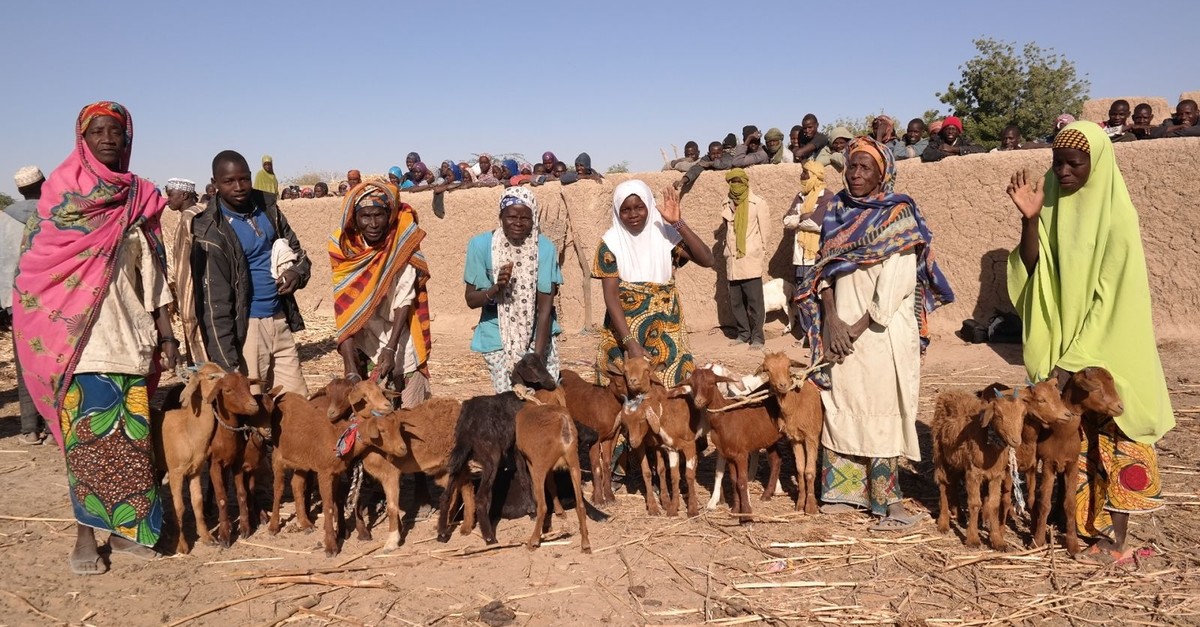 Goats are handed to women from impoverished families in Niger and Burkina Faso.