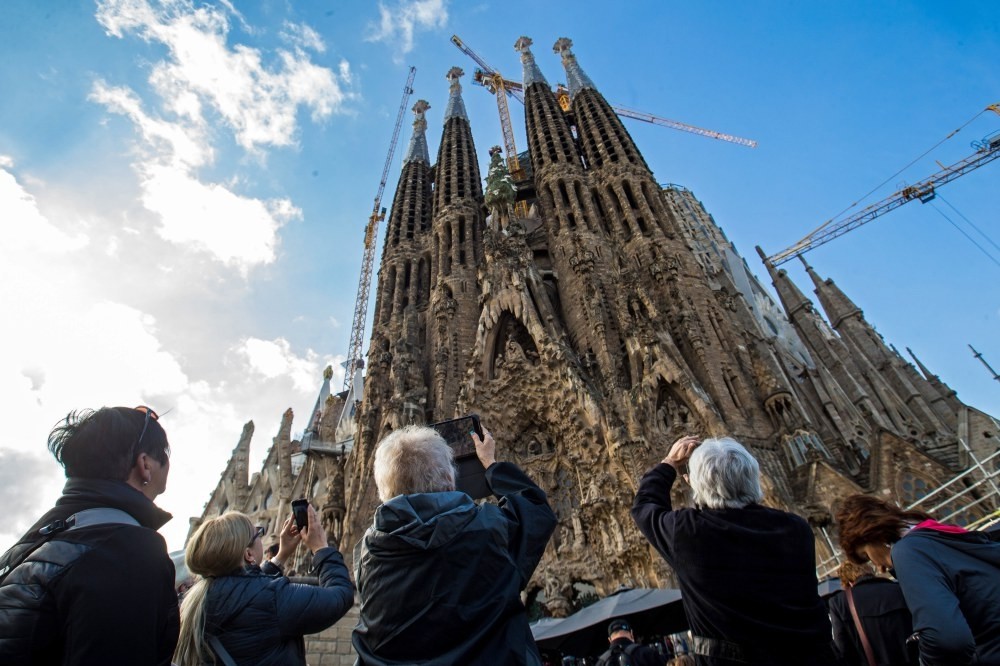 Tourists visit La Sagrada Familia basilica during a strike in Barcelona, Spain, Nov. 8.