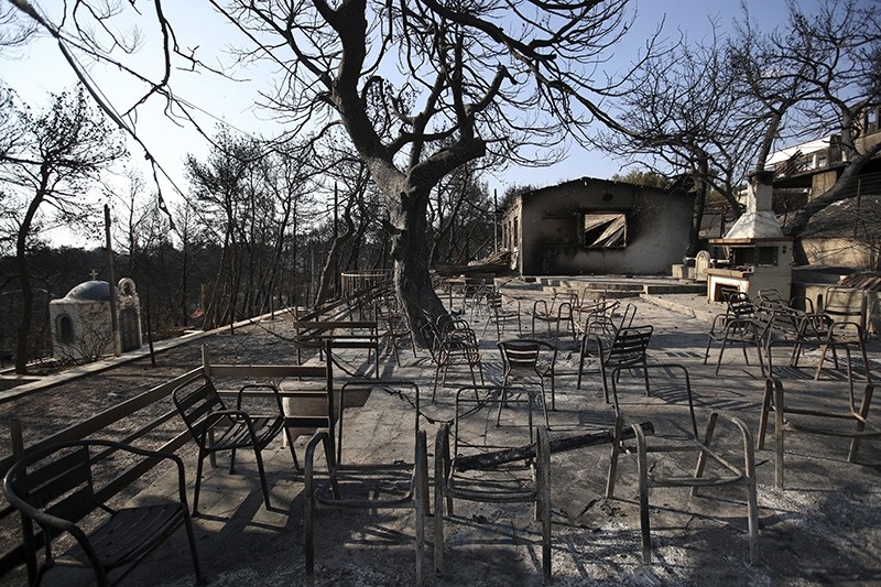 A burned family summer camp is seen in Mati, east of Athens, Wednesday, July 25, 2018.