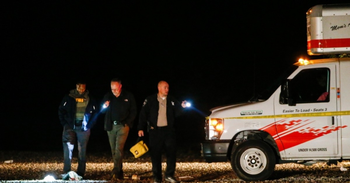 Officials work a crime scene after a shooting at Party Venue on Highway 380 in Greenville, Texas, on Sunday, Oct. 27, 2019. (AP Photo)