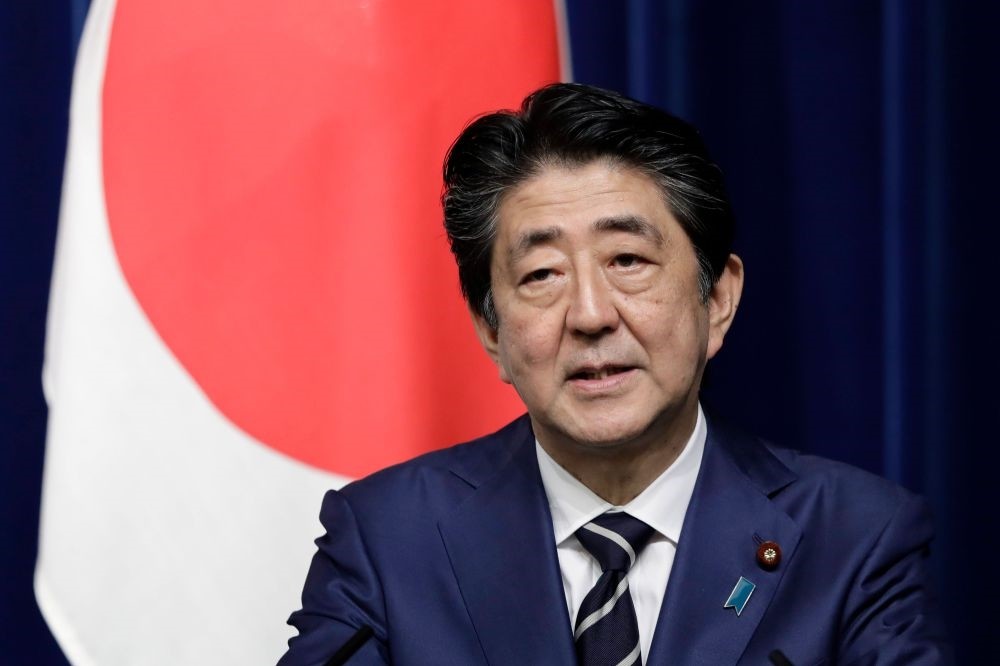 Japan's Prime Minister Shinzo Abe speaks during a news conference.