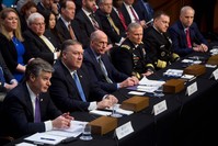 Top U.S. intelligence officials testify on worldwide threats during a Senate Intelligence Committee hearing on Capitol Hill in Washington, DC, February 13, 2018. (AFP Photo)