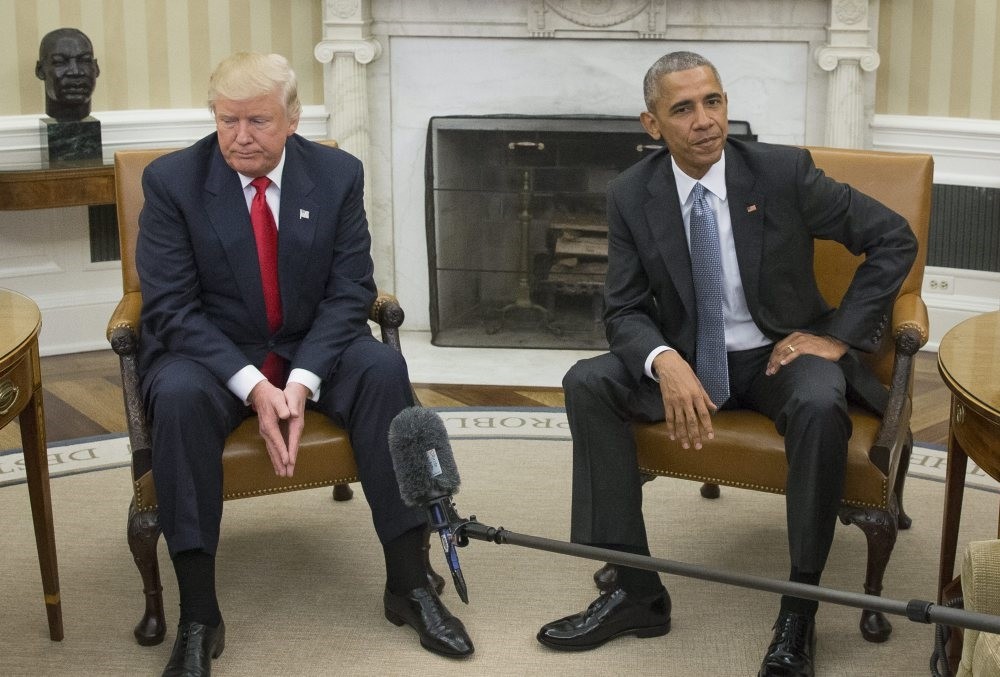 Then President-elect Donald Trump (L) meets with then President Barack Obama in the Oval Office of the White House in Washington, D.C., Nov. 10. 2016. 