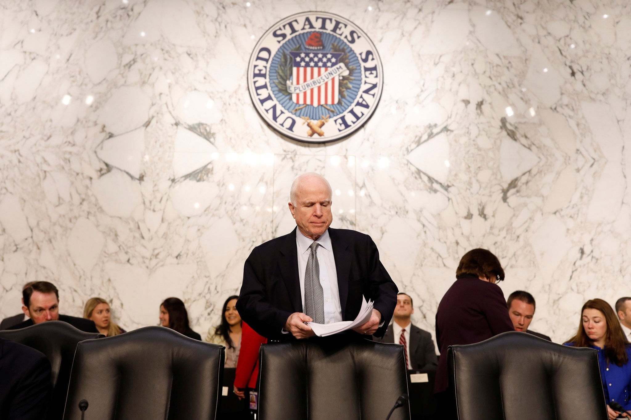 Chairman Sen. John McCain (R-AZ) arrives for a hearing of the Senate Armed Services Committee on Capitol Hill in Washington March 9, 2017. (REUTERS Photo)