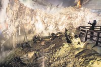 The closed, spherical area of the 1915 u00c7anakkale Panorama takes one to the Battle of u00c7anakkale with light and sound effects and moving images.