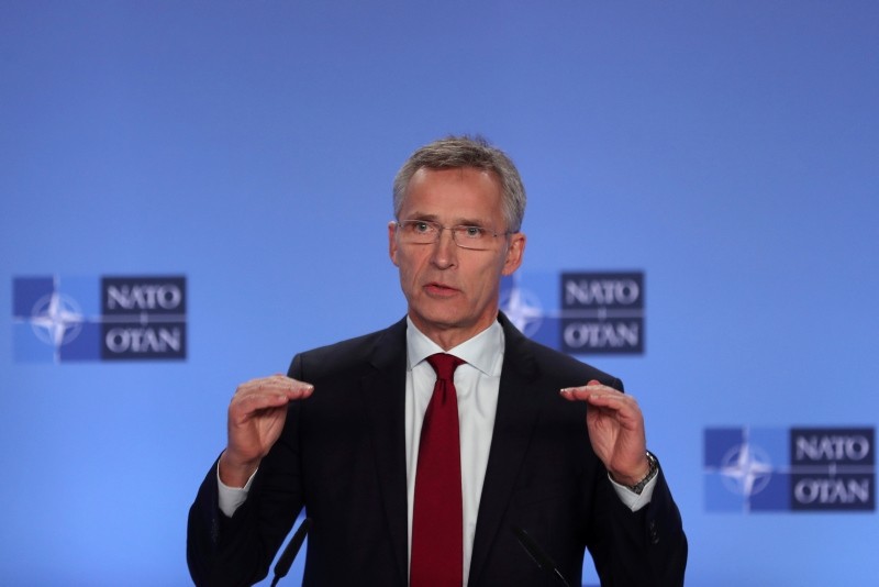 NATO Secretary General Jens Stoltenberg talks to journalists during a press conference at the NATO headquarters in Brussels, Monday, Nov. 26, 2018. (AP Photo)