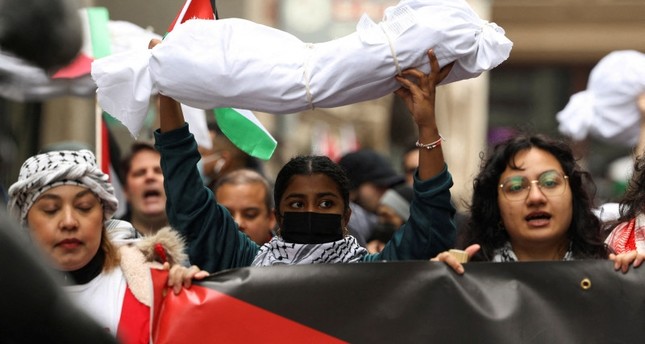 مظاهرة مطالبة بوقف الحرب على غزة. نيويورك. 18/12/2023 رويترز