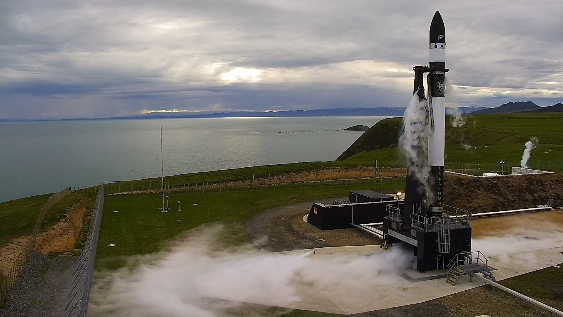 A undated handout photo made available by Rocket Lab on 25 May 2017 shows the Electron rocket prior to liftoff at the Rocket Lab Launch Complex 1 in New Zealand. (EPA Photo)