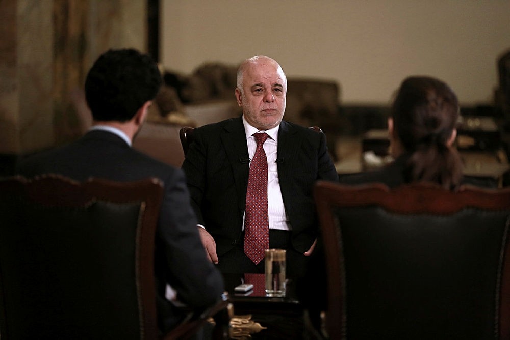 Iraq's Prime Minister Haider al-Abadi in an interview with The Associated Press in Baghdad, Iraq, Saturday, Sept. 16, 2017 (AP Photo)
