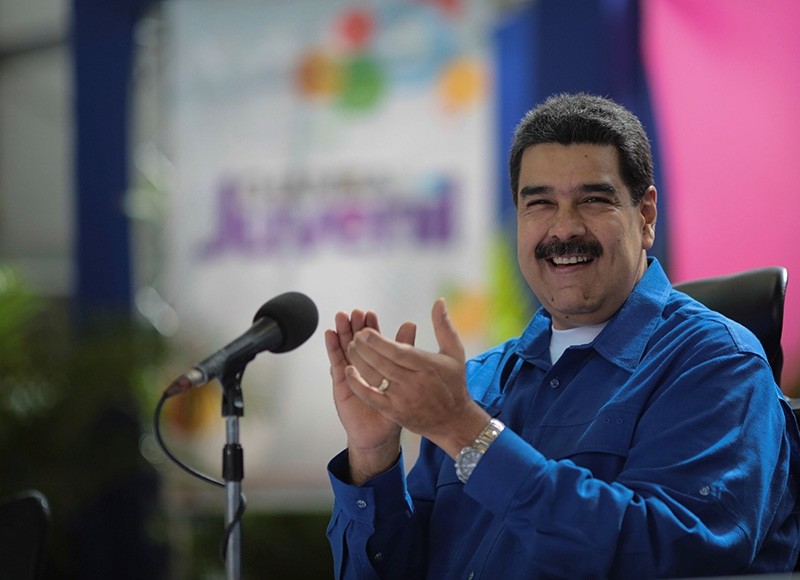 Venezuela's President Nicolas Maduro speaks during an event with supporters in Caracas, Venezuela. (Reuters Photo)