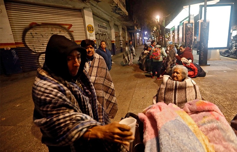 People gather on a street after an earthquake hit Mexico City, Mexico, September 8, 2017 (Reuters Photo)