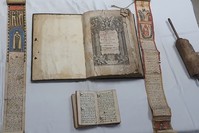 An ancient manuscript seized in an anti-smuggling operation in Istanbul in March displayed to reporters, March 28, 2019.