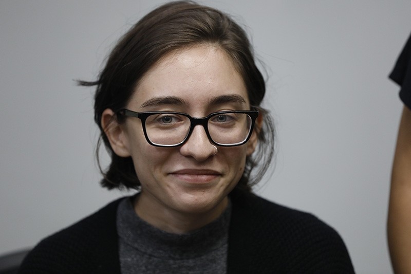 US student Lara Alqasem sits for a hearing at the Tel Aviv district Court on Oct. 11, 2018. (EPA Photo)