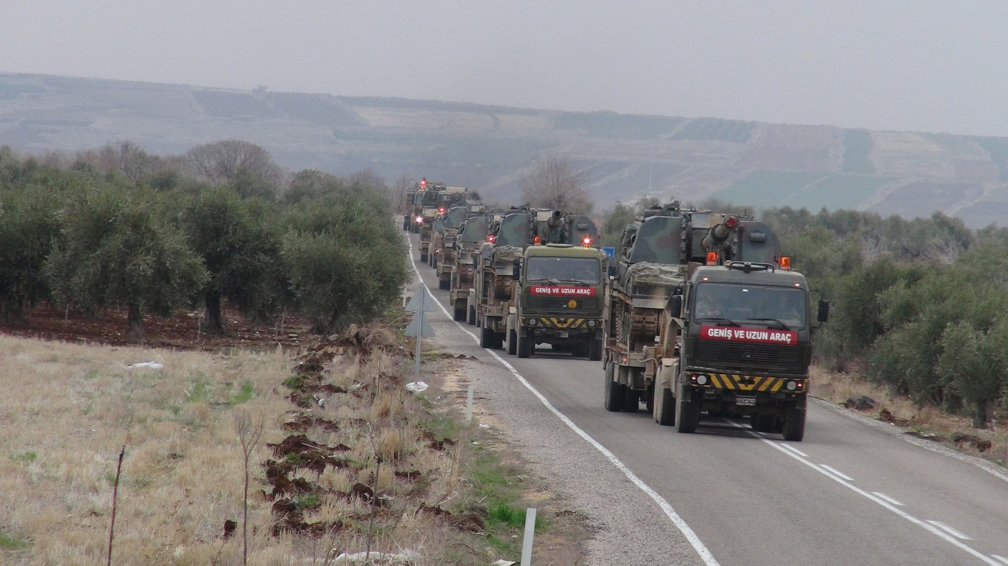 A Turkish military convoy is being dispatched to the Syrian border in Turkey's southern Kilis province, Jan. 4.