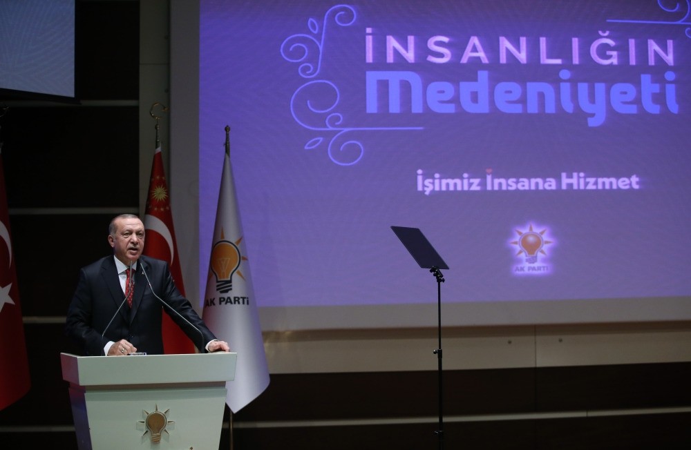 President Recep Tayyip Erdou011fan speaks at an event in Istanbul titled, u2018Civilization of Humanity,' marking the 70th anniversary of the adoption of the Universal Declaration of Human Rights, Dec. 10.