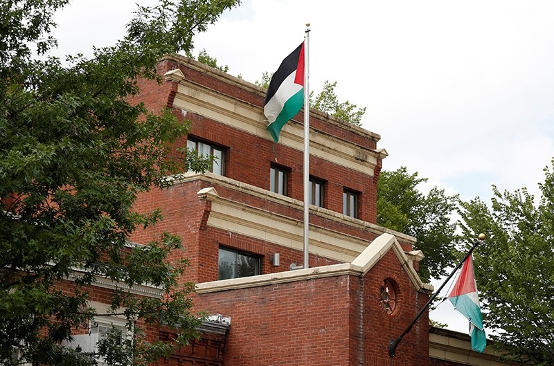 Flags fly over the Palestine Liberation Organization (PLO) office in Washington, D.C., U.S., Sept. 12, 2018. (Reuters Photo)