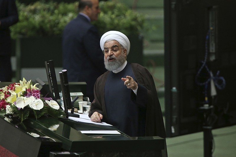 Iranian President Hassan Rouhani speaks in a session of parliament to debate his proposed cabinet, in Tehran, Iran, Tuesday, Aug. 15, 2017 (AP Photo)