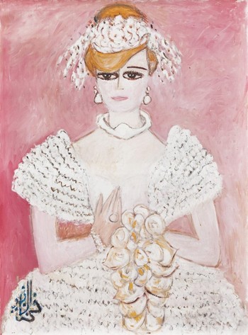 Fahrelnissa Zeid, “Circassian Bride,” ca. 1980 - 1985,  Oil on canvas, 135 x 100 cm.