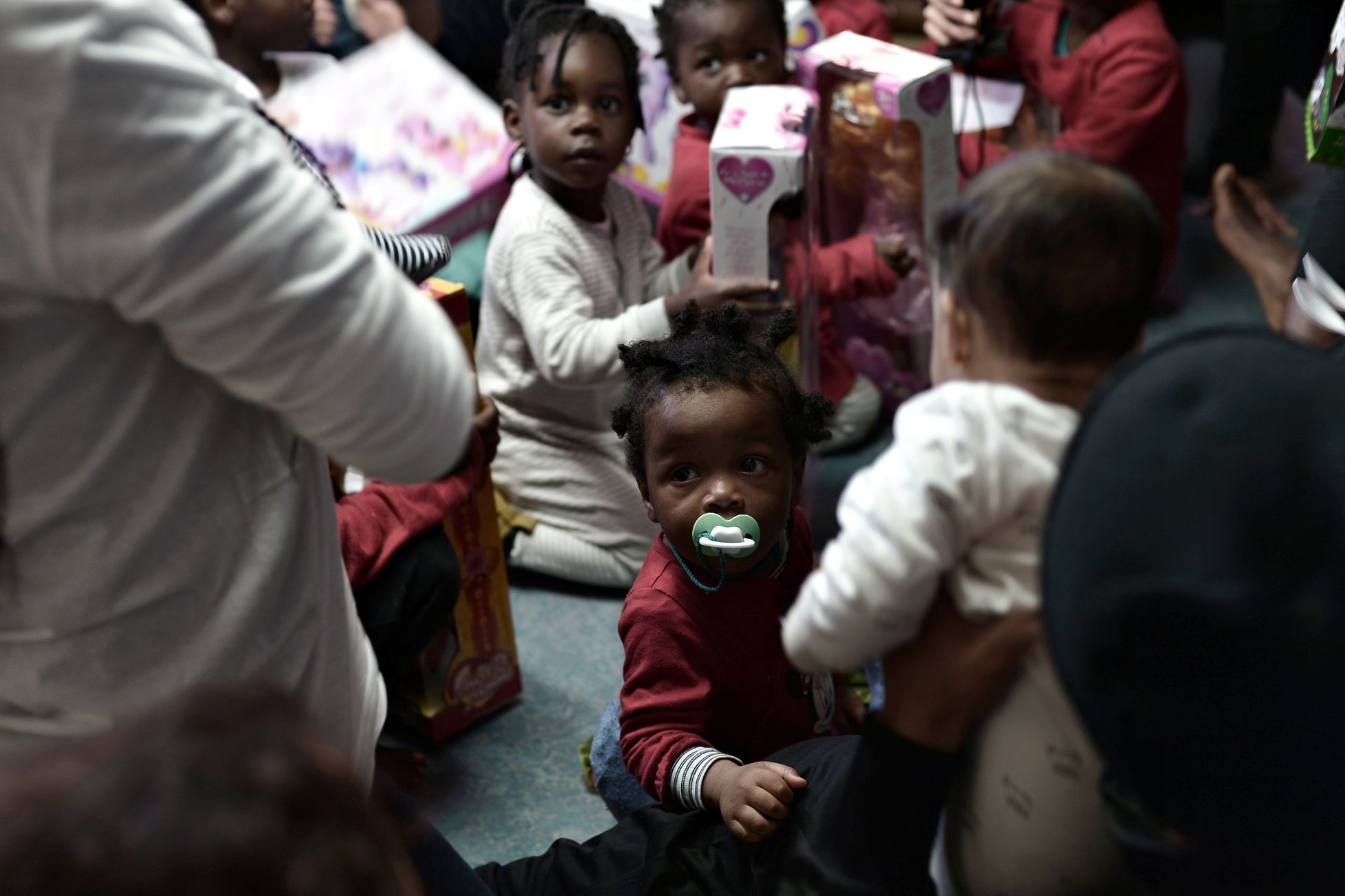 Migrant children onboard the French NGO's Aquarius as the rescue ship is on its way to Spain, June 15.