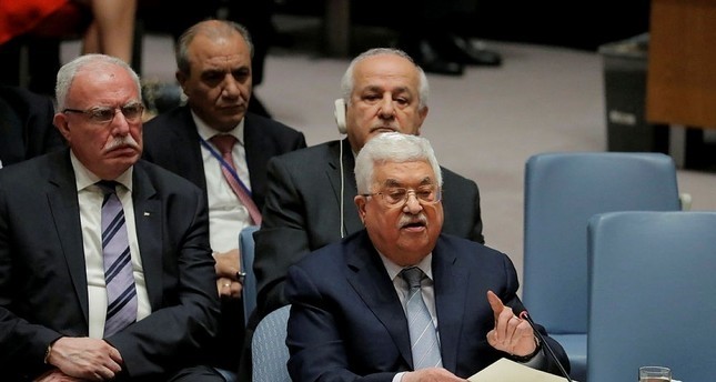 الرئيس الفلسطيني محمود عباس خلال كلمته باجتماع مجلس الأمن الدولي 20 فبراير 2018 رويترز