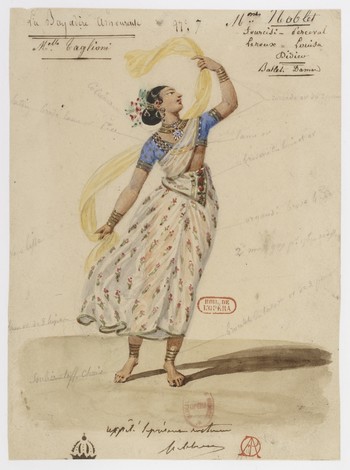 Hippolyte Lecomte (1781–1857), sketch for a costume for “Le Dieu et la Bayadère.”
