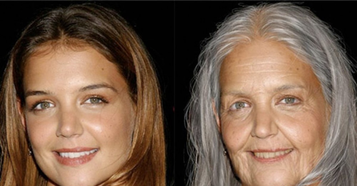 American Actress Katie Holmes is one of the celebrities whose photo is aged with FaceApp.