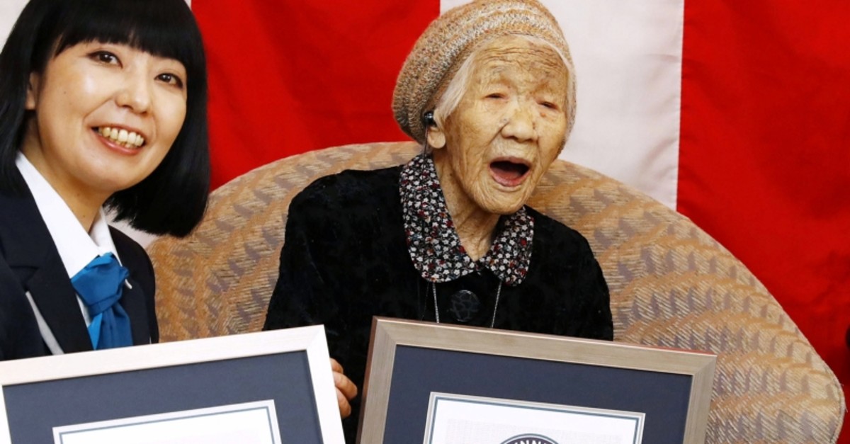 116-year-old Japanese woman Kane Tanaka celebrates during a ceremony to recognise her as the world's oldest person living and world's oldest woman living by the Guinness World Records in Fukuoka, Japan March 9, 2019 (Reuters Photo)