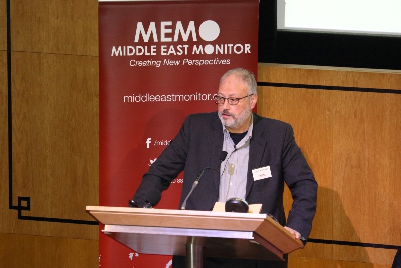 Saudi dissident Jamal Khashoggi speaks at an event hosted by Middle East Monitor in London Britain, September 29, 2018. (Reuters Photo)