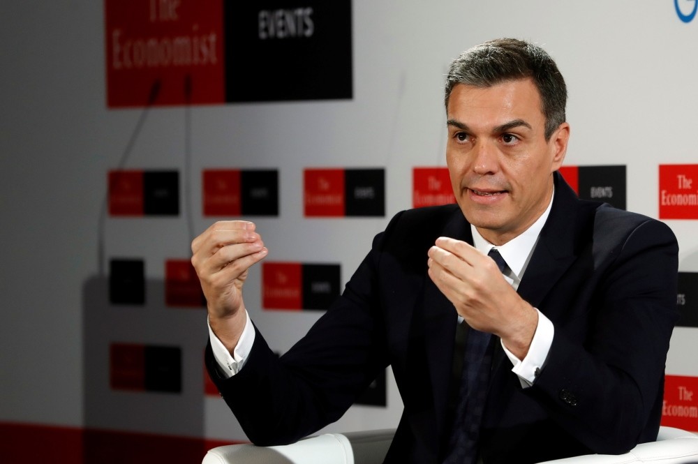 Spain's Prime Minister Pedro Sanchez speaks during a conference, Madrid, Nov. 20.