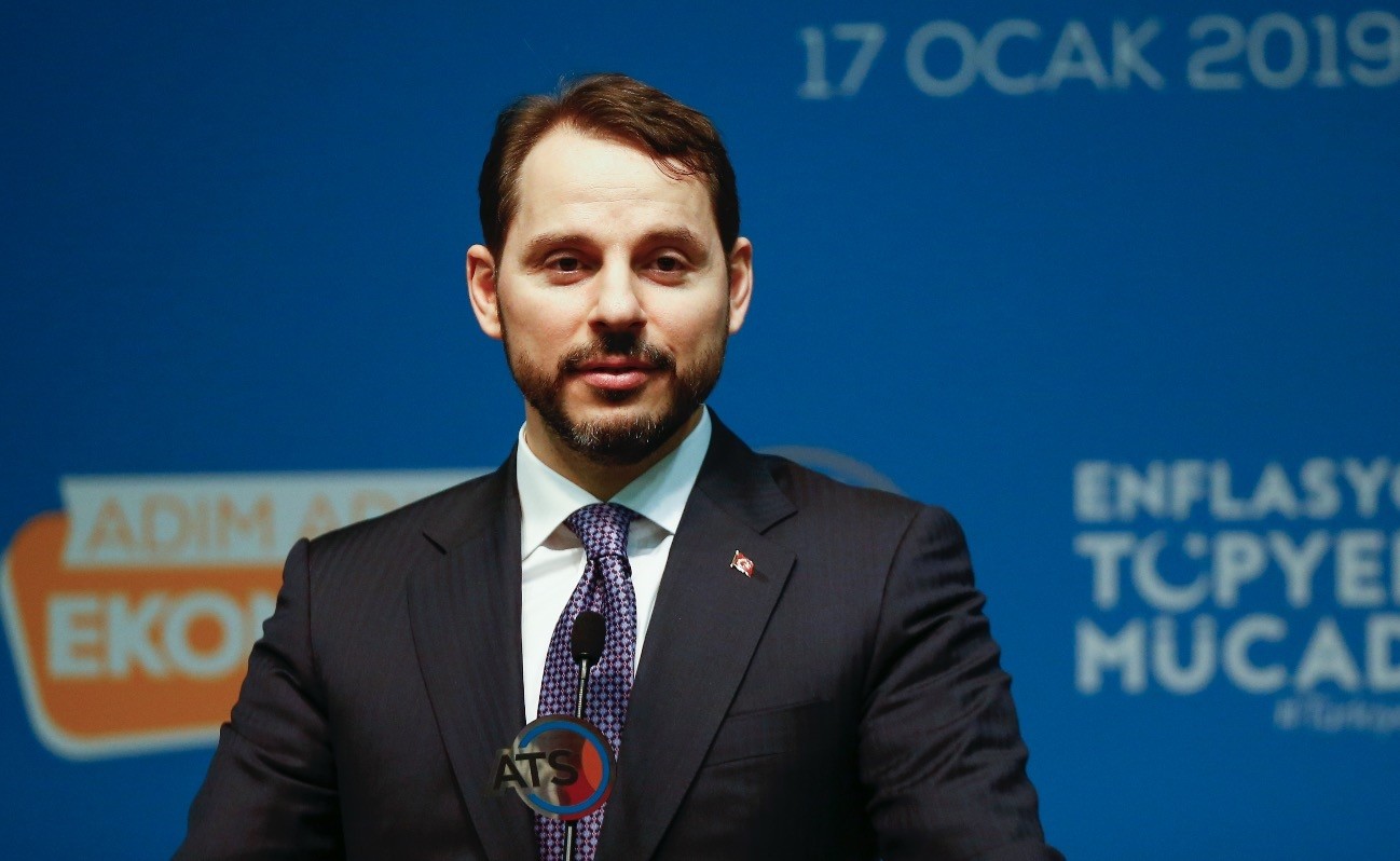 Treasury and Finance Minsiter Berat Albayrak at an event attended by representatives of the Turkish business world in Antalya, Jan. 17.