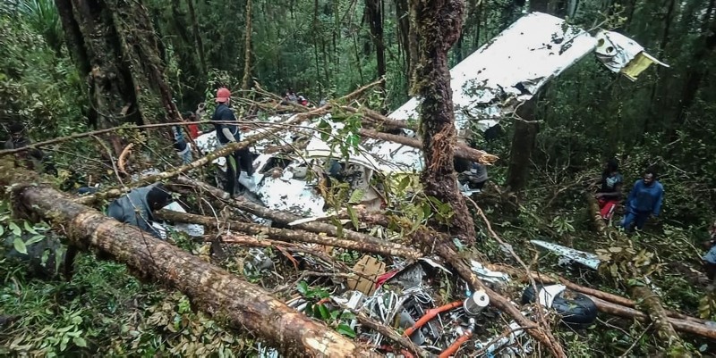 The crash site of a Swiss-made Pilatus aircraft at Menuk mountain in Oksibil. (AFP Photo)