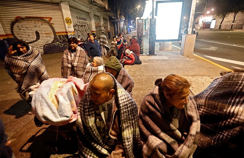 People gather on a street after an earthquake hit Mexico City, Mexico, September 8, 2017 (Reuters Photo)