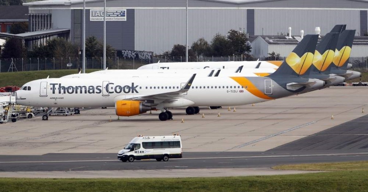 Thomas Cook planes on the tarmac at Birmingham airport in Birmingham, England, Sept. 23, 2019. (AP Photo).