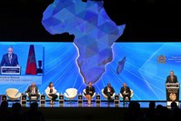 Moroccan Foreign Minister Salaheddine Mezouar speaks during the opening of the 5th International Africa Development Forum (FIAD) in Casablanca, Morocco March 16.