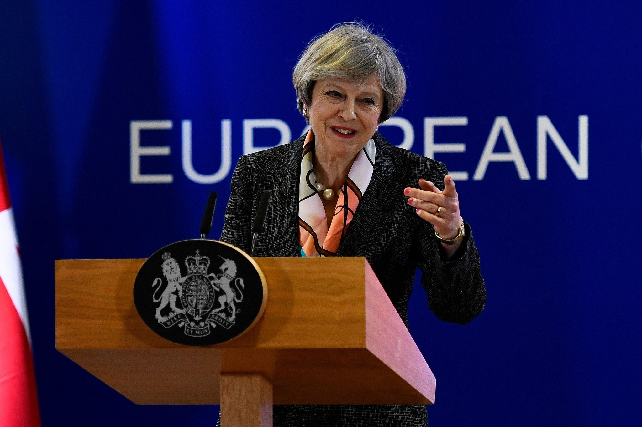 Britain's Prime Minister Theresa May attends a news conference during the EU Summit in Brussels, Belgium, March 9, 2017. (REUTERS Photo)